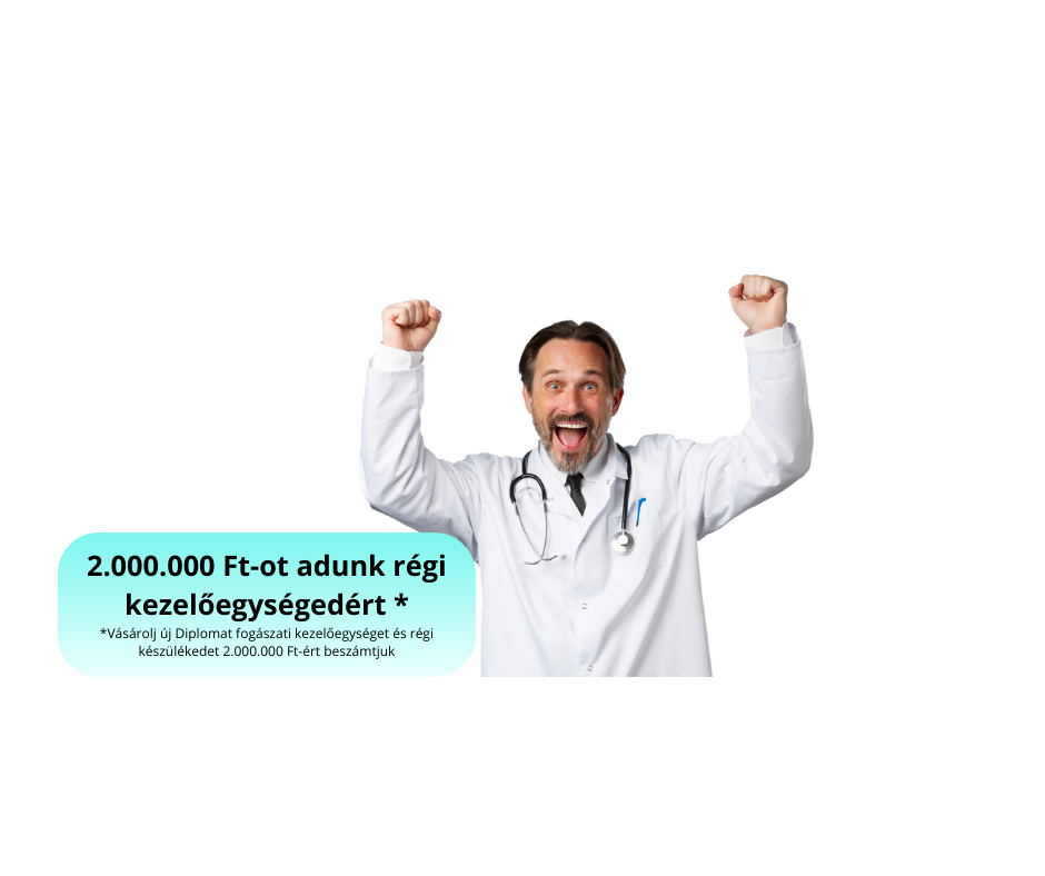 2.000.000 Ft-ot adunk régi kezelőegységedért Vásárolj új Dipomat fogászati kezelőegységet és régi készülékedet 2.000.000 Ft-ért beszámtjuk